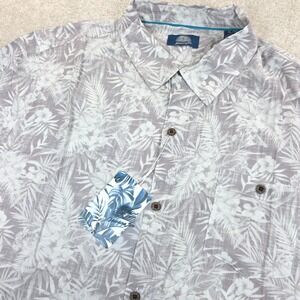 Havana Jim Button Up Hawaiian Shirt Mens XL Gray All-Over Tropical Floral NWT